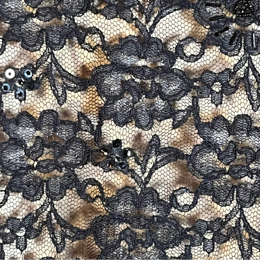 High Waisted Black Lace Maxi Evening Skirt Women Size 14 Formal Elegant Sequins - Picture 2 of 6